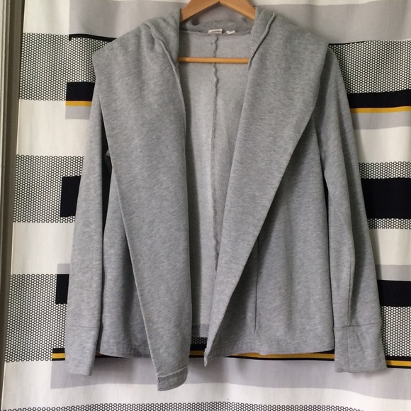 GAP Open-Front Hooded Cardigan Sweater - Grey (XS) - Picture 3 of 8